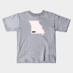 USA States: Missouri (pink plaid) Kids T-Shirt